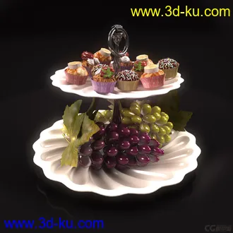 3D打印模型蛋糕和葡萄的图片
