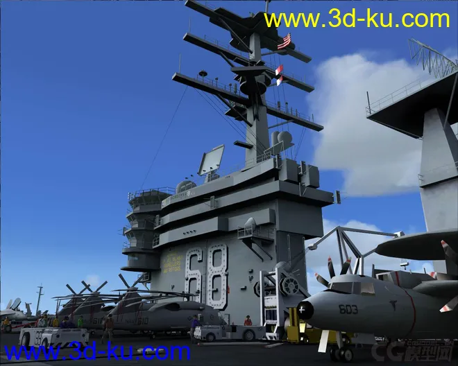 美国尼米兹号航母模型与美国海军帕塔克森特号补给舰模型max格式的图片8