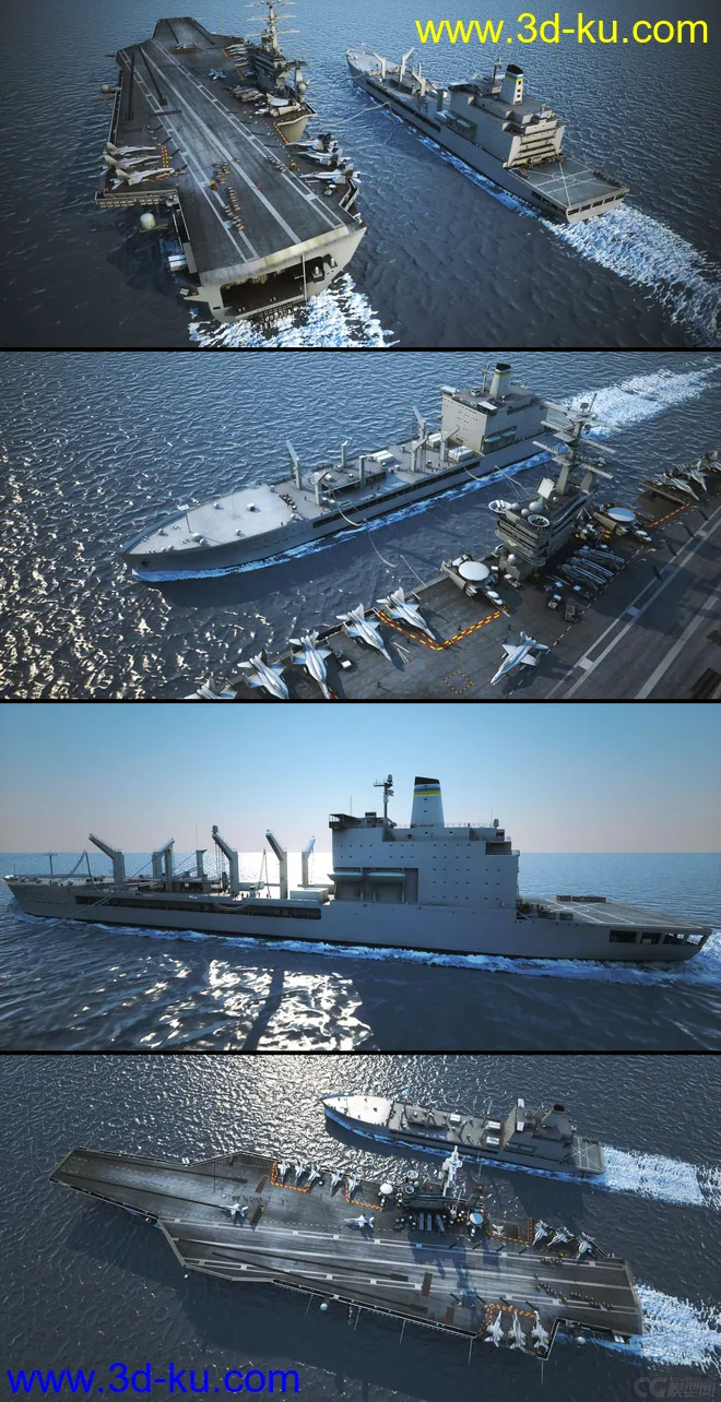 美国尼米兹号航母模型与美国海军帕塔克森特号补给舰模型max格式的图片10