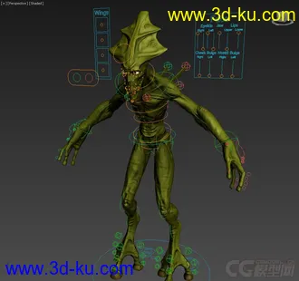 3D打印模型Okran Alien Creature rig with textures 3DMax的图片