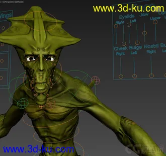 3D打印模型Okran Alien Creature rig with textures 3DMax的图片