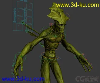 3D打印模型Okran Alien Creature rig with textures 3DMax的图片