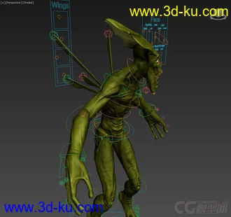3D打印模型Okran Alien Creature rig with textures 3DMax的图片