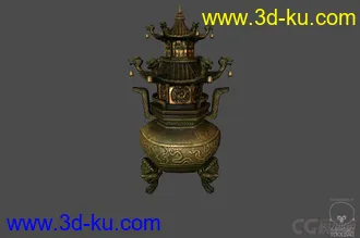 3D打印模型青铜八角龙狮炉的图片