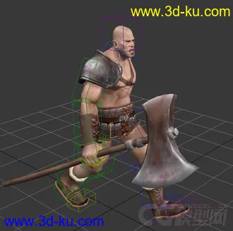 3D打印模型斧头男，带绑定材质，有一套动作的图片