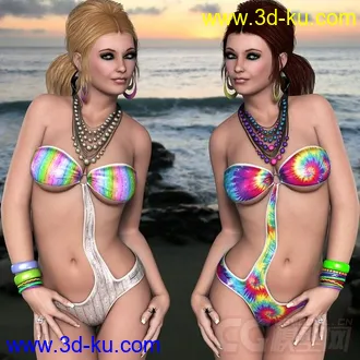 3D打印模型DAZ3D & Poser ~ Slim-Fit Monokini Bundle for V4的图片