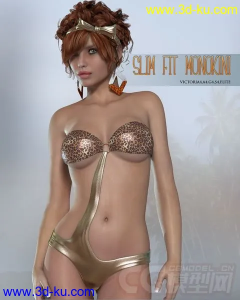 DAZ3D & Poser ~ Slim-Fit Monokini Bundle for V4模型的图片4