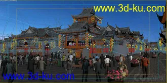 3D打印模型古镇街道   戏台的图片