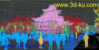 3D打印模型古镇街道   戏台的图片