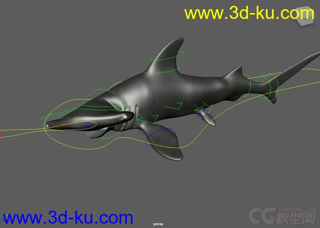 Fish Rigs - HammerHead with textures模型的图片3