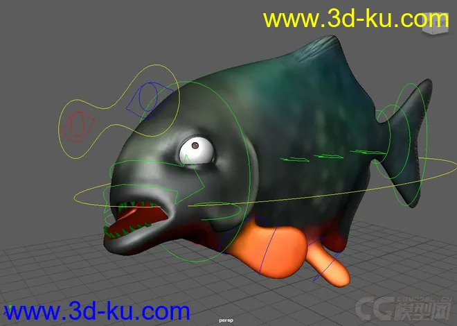 Fish Rigs Piranah with textures模型的图片3