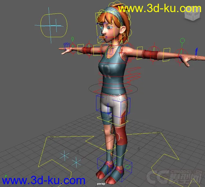 Jin Modern Young Woman character rig with textures模型的图片1