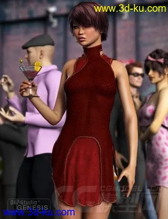 3D打印模型Daz3d Poser Laced-back Party Dress的图片