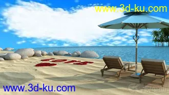 3D打印模型浪漫海滩，唯美风景的图片