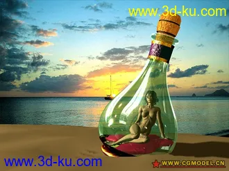 3D打印模型漂流瓶中的女孩的图片