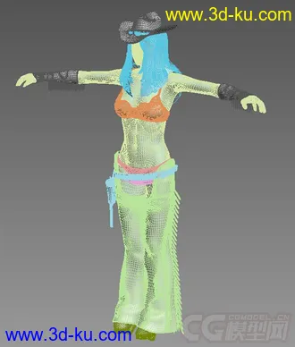 3D打印模型西部牛仔装美女 精细的图片