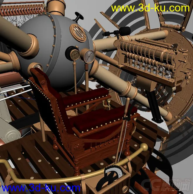 The Time Machine full textured for 3DSMax 2012 MentalRAY模型的图片2