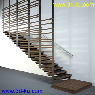 3D打印模型木质篱笆复古式扶梯的图片