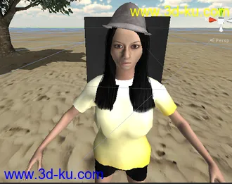 3D打印模型沙滩上的大眼妹子,有2015版max格式,obj和fbx,有材质...的图片