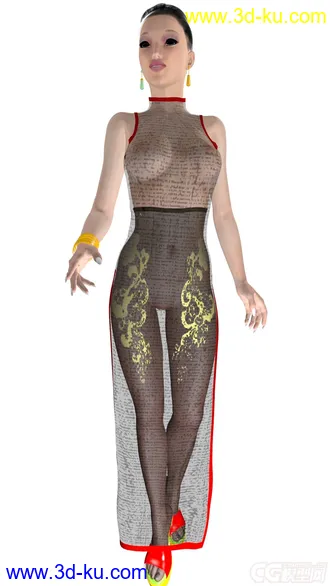 3D打印模型中国风性感女郎的图片