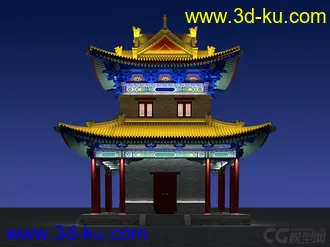 3D打印模型【分享】古建：一栋角楼（带灯光）！！！的图片