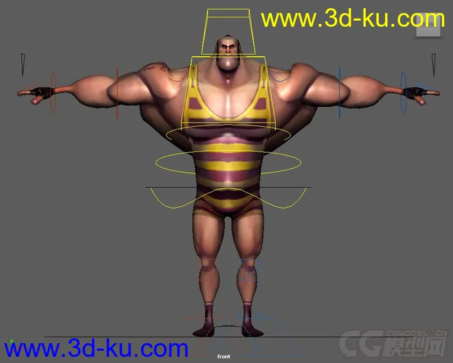 StrongMan cartoon Rig with textures模型的图片2