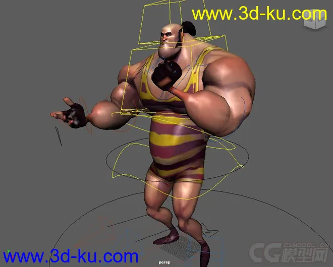 StrongMan cartoon Rig with textures模型的图片3