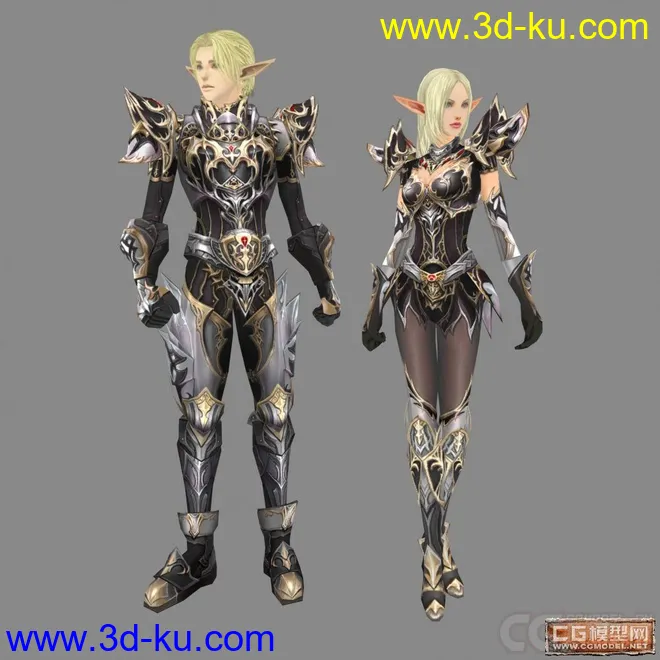 【卡尔共享13】《天堂2》系列1精灵服装阿沛拉盔甲A装男女[网游][韩国NCSfot]模型的图片2