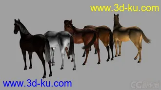 3D打印模型姿态各异的马的图片