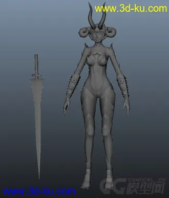 3D打印模型原创角色（龙变形）女人体的图片