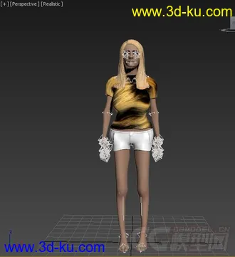 3D打印模型精密骨骼绑定的豹纹短袖女孩,max通用格式,可导入Unity3d的图片