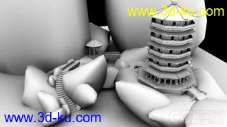 3D打印模型一个古建筑场景的图片
