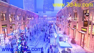 3D打印模型商业街雪景   万达公馆的图片