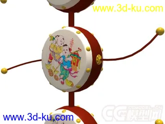 老北京拨浪鼓3D模型的图片