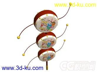 老北京拨浪鼓3D模型的图片