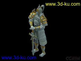 3D打印模型古代将军雕像。的图片