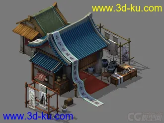 3D打印模型古代书屋的图片