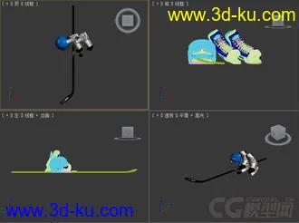 冰上赛模型冰球赛杆滑冰鞋模型的图片