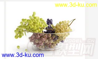 玻璃碗装葡萄提子模型的图片