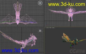 凤凰飞有材质贴图已绑定骨骼模型9免费下载的图片