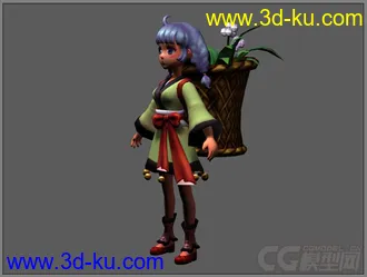 Q版超级可爱的古装女孩,—CG角色模型下载（有贴图有绑定有动画））的图片
