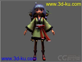 Q版超级可爱的古装女孩,—CG角色模型下载（有贴图有绑定有动画））的图片