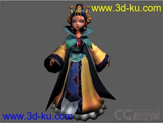 Q版古代宫装女子CG游戏模型—3d模型免费下载（有贴图有绑定）的图片