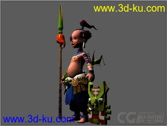 Q版小男孩游戏人物道具角色模型—模型下载（有贴图带绑定有动画）的图片