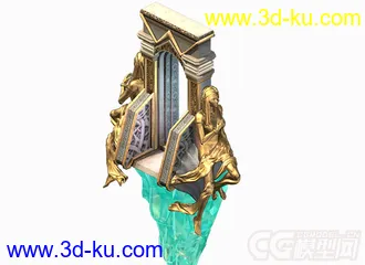 3D打印模型俩美女天使守门的大门场景雕像的图片