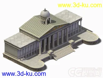 西式古典建筑古希腊风格神殿模型下载的图片