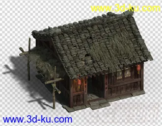 淳朴的中国小木屋3D模型的图片