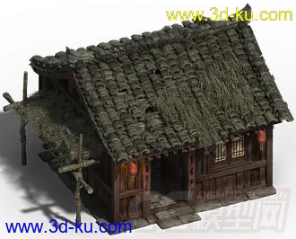 淳朴的中国小木屋3D模型的图片