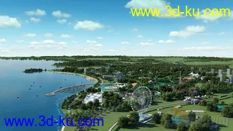 3D打印模型海边海岸游乐园度假酒店的图片