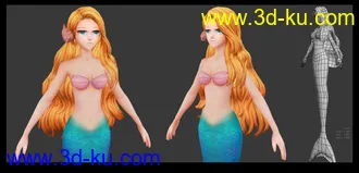 3D打印模型手绘卡通美人鱼的图片